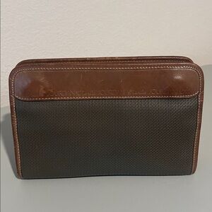 Vintage Brown Leather & Gray Vinyl Clutch | Charles Jourdan Paris Bag